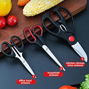 Kitchen Scissors, Heavy Duty Meat Scissors Poultry Shears, Dishwasher Safe Food Cooking Scissors Stainless Steel Utility Shears, 3-Pack