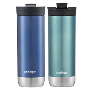 Contigo Huron Insulated Stainless Steel Travel Mug with SnapSeal Lid, 20oz 2 Pack, Blue Corn & Bubble Tea