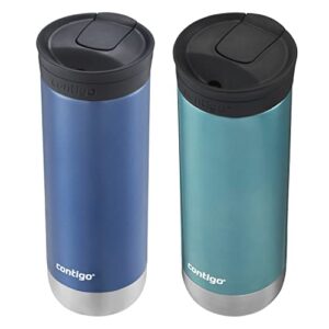 Contigo Huron Insulated Stainless Steel Travel Mug with SnapSeal Lid, 20oz 2 Pack, Blue Corn & Bubble Tea