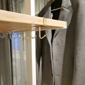 2 Pcs Mug Kitchen Utensil Hanger Ties Belts and Scarf Hanging Hook Rack Under Cabinet Closet Without Drilling (Gold)