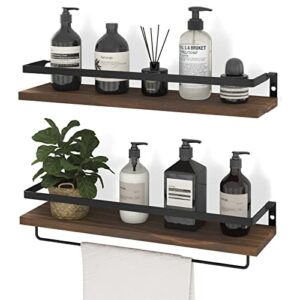 soduku floating shelves wall mounted storage shelves for kitchen, bathroom,set of 2 brown