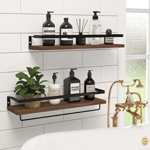 SODUKU Floating Shelves Wall Mounted Storage Shelves for Kitchen, Bathroom,Set of 2 Brown