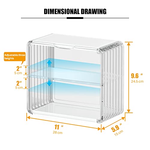 Bread Box Double Layer Bread Holder, Durable Plastic Food Storage Container, Clear Bread Boxes for Kitchen Countertop, Bread Bin for Homemade Bread, Cupcakes, Cookies, Muffins (11"x5.9"x9.6")