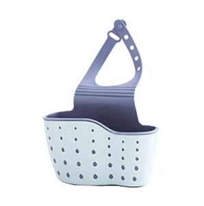 kinteshun kitchen sink caddy sponge holder hang basket for scrubber dish brush kitchen accessories organizer(light blue)