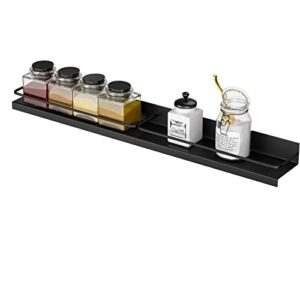 bathhold 30″ spice shelf for stove top shelf, magnetic shelf spice rack for kitchen stove – stainless steel – kitchen magnetic organizer (matte black)