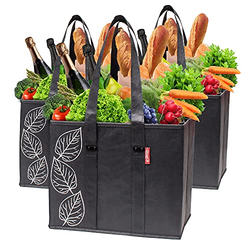 Planet E Reusable Grocery Shopping Bags with Reinforced Bottoms (Pack of 3)