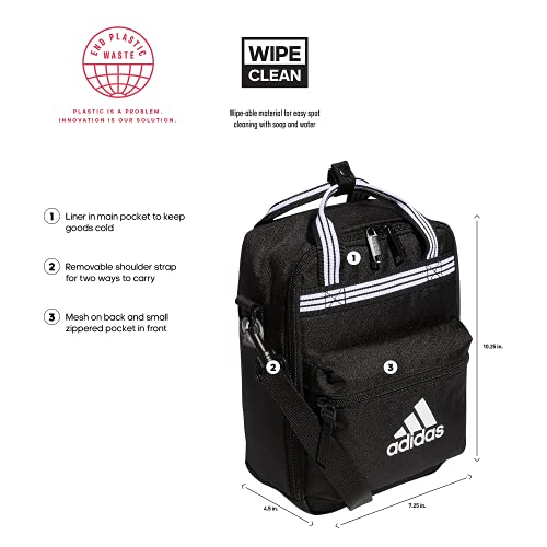 adidas Squad Insulated Lunch Bag, Black/White, One Size