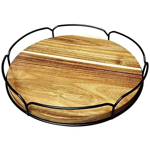 Acacia Wood Lazy Susan,13”Lazy Susan Organizer for Table-Solid Wooden Lazy Susan Organizer for Cabinet-Kitchen Turntable Storage Food Bins Container for Pantry, Counter top (13 inch)