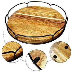 Acacia Wood Lazy Susan,13”Lazy Susan Organizer for Table-Solid Wooden Lazy Susan Organizer for Cabinet-Kitchen Turntable Storage Food Bins Container for Pantry, Counter top (13 inch)