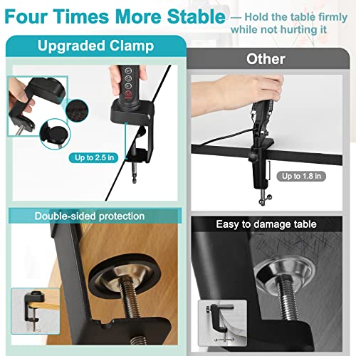 TOMSOO 5X Magnifying Glass with Light and Clamp, 5 Color Modes Stepless Dimmable Lighted Magnifier with Stand, Flexible Gooseneck LED Desk Lamp Hands Free for Craft Reading Painting Hobby Close Work