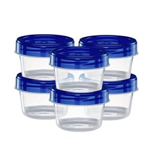 elegant disposables twist top containers small food storage containers blue screw on lid reusable stackable leakproof airtight, pack of 10- 4 oz containers