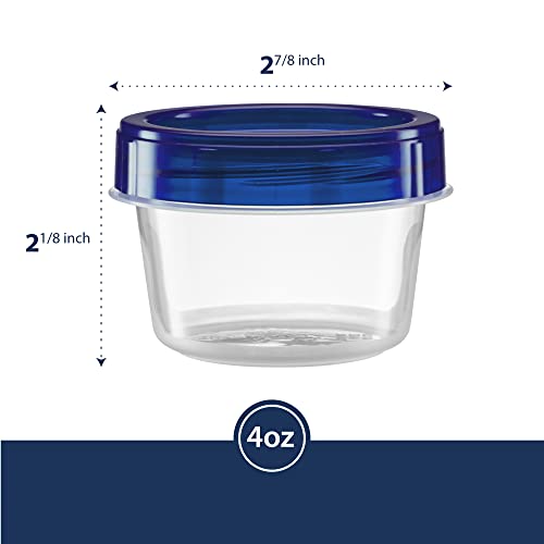 Elegant Disposables Twist Top Containers Small Food Storage Containers Blue Screw on Lid Reusable Stackable Leakproof Airtight, Pack of 10- 4 oz Containers