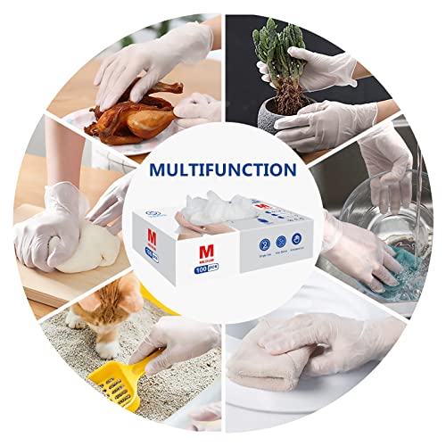 Disposable Gloves, Squish Clear Vinyl Gloves Latex Free Powder-Free Glove Health Gloves for Kitchen Cooking Food Handling, 100PCS/Box, Medium