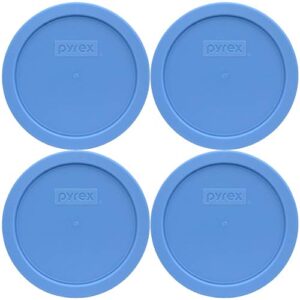 pyrex 7401-pc blue cornflower round plastic food storage replacement lid – 4 pack