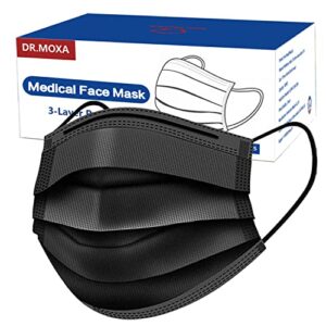 100pcs medical grade black disposable face masks -3 ply face mask for adults -usa made masks, comfortable,soft, breathable
