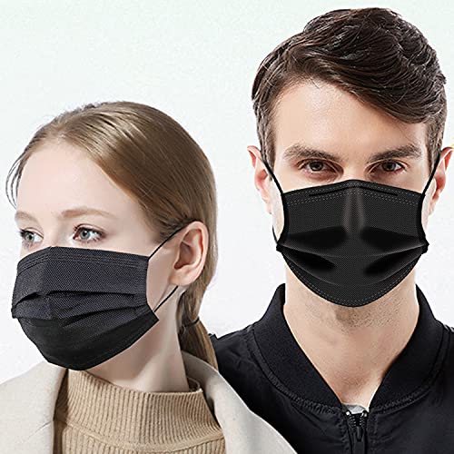 100Pcs Medical Grade Black Disposable Face Masks -3 Ply Face Mask for Adults -USA Made Masks, Comfortable,Soft, Breathable