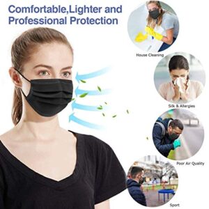 100Pcs Medical Grade Black Disposable Face Masks -3 Ply Face Mask for Adults -USA Made Masks, Comfortable,Soft, Breathable