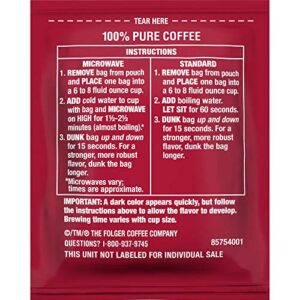 Folgers Coffee Singles Classic Roast Medium Roast Coffee, 19 Single Serve Coffee Bags