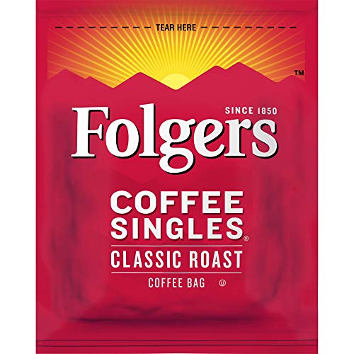 Folgers Coffee Singles Classic Roast Medium Roast Coffee, 19 Single Serve Coffee Bags