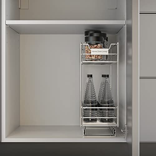 Home Zone Living Pull Out Kitchen Cabinet Organizer with Two Tiers of Storage, 7” W x 20” D