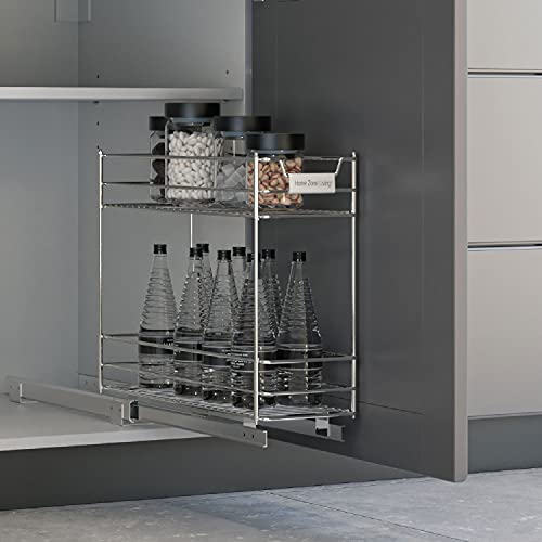 Home Zone Living Pull Out Kitchen Cabinet Organizer with Two Tiers of Storage, 7” W x 20” D