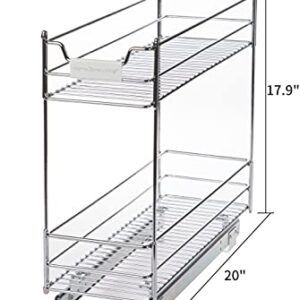 Home Zone Living Pull Out Kitchen Cabinet Organizer with Two Tiers of Storage, 7” W x 20” D