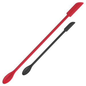 mini spatula silicone spatula set – cuttte 2pcs makeup spatula small spatula for cosmetics, reusable beauty spatula tiny spatula, thin jar spatula food scraper, get last of makeup out, black and red
