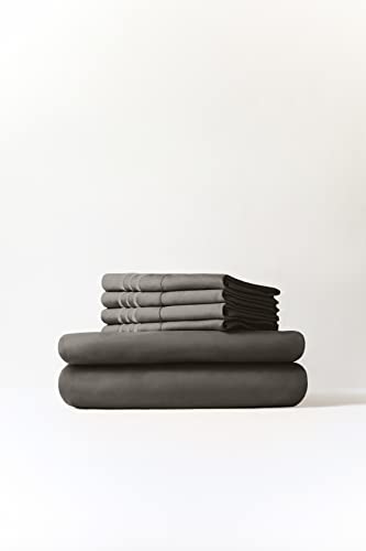 King Size Sheet Set - 6 Piece Set - Hotel Luxury Bed Sheets - Extra Soft - Deep Pockets - Easy Fit - Breathable & Cooling Sheets - Wrinkle Free - Comfy - Gray - Grey Bed Sheets - Kings Sheets - 6 PC