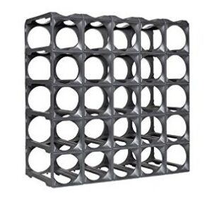 Stackable Modular Wine Rack - 30 Bottle Set (25 modules, 5 top Plates) Silver. Store up to 30 Bottles. Great for organizing and Creating Storage Space. by Stakrax