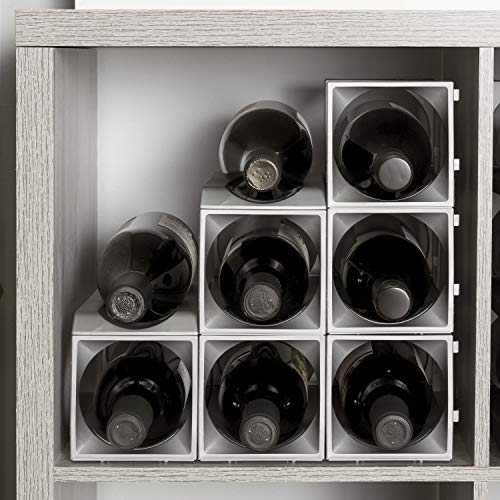 Stackable Modular Wine Rack - 30 Bottle Set (25 modules, 5 top Plates) Silver. Store up to 30 Bottles. Great for organizing and Creating Storage Space. by Stakrax