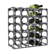 Stackable Modular Wine Rack - 30 Bottle Set (25 modules, 5 top Plates) Silver. Store up to 30 Bottles. Great for organizing and Creating Storage Space. by Stakrax