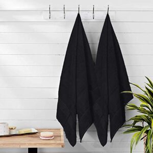 Elvana Home Ultra Soft 6 Pack Cotton Towel Set, Contains 2 Bath Towels 28x55 inch, 2 Hand Towels 16x24 inch & 2 Wash Coths 12x12 inch, Ideal for Everyday use, Compact & Lightweight - Black