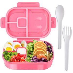 ziidoog stylish bento box, 1.3l kids lunch box with fork&spoon, 4 compartments leak-proof bento box for kids, bento lunch box for kids adults, new designed for children, microwaveable & freezer safe