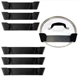 pot lid organizer for cabinet door – pan lid holder cabinet door – 6″ & 9″ pot lid holder wall mount – plastic peel & stick cabinet door pan lid organizer – lid holder for cabinet door – 6 pack