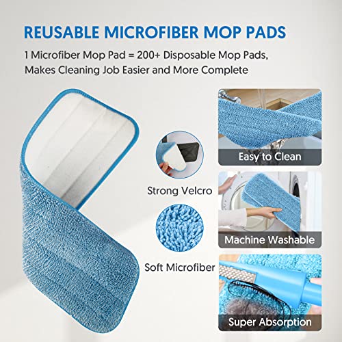 Spray Mops for Floor Cleaning - BPAWA Microfiber Spray Floor Mop Flat Dust Mop for Hardwood Laminate Tile Wood Kitchen Floors, Dry Wet Mop with Sprayer 2 x 550ML Bottles and 4 x Reusable Washable Pads