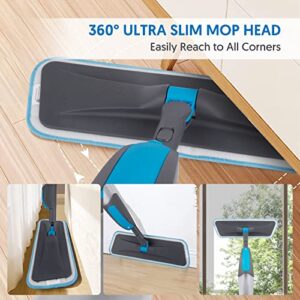 Spray Mops for Floor Cleaning - BPAWA Microfiber Spray Floor Mop Flat Dust Mop for Hardwood Laminate Tile Wood Kitchen Floors, Dry Wet Mop with Sprayer 2 x 550ML Bottles and 4 x Reusable Washable Pads