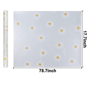 Waterproof Shelf and Drawer Liners for Kitchen Cabinet, Refragerator Mats Bathroom Sink Liner No Slip Cupboard Mats Non Adhesive EVA Place Mats Roll - Clear Daisy 17.7"×78.7"