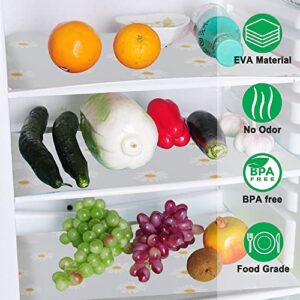 Waterproof Shelf and Drawer Liners for Kitchen Cabinet, Refragerator Mats Bathroom Sink Liner No Slip Cupboard Mats Non Adhesive EVA Place Mats Roll - Clear Daisy 17.7"×78.7"