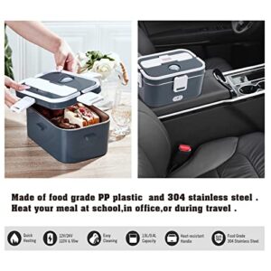 AIBEYOU electric lunch box 1.7L large-capacity insulated lunch box, food heater, car/home combo Portable microwave oven, detachable 304 stainless steel container fork spoon and carrying bag…