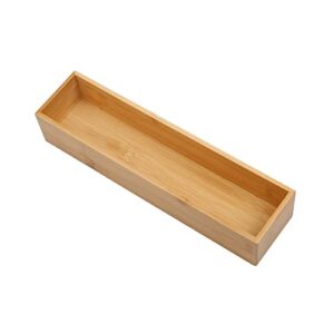 pratique bamboo drawer organizer – kitchen utensil organizer silverware tray cutlery holder，office desk supplies and accessories (12x3x2.6 inch)