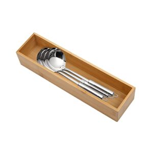PRATIQUE Bamboo Drawer Organizer - Kitchen Utensil Organizer Silverware Tray Cutlery Holder，Office Desk Supplies and Accessories (12x3x2.6 inch)