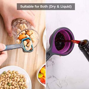 RubonC Measuring Cups and Spoons Set, 8 Pieces Collapsible Portable Durable Spoons with Cup Set for Liquid and Dry Food Measurement Used for Weight Loss and Perfect Recipe