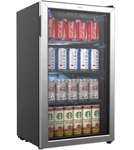 homelabs beverage refrigerator and cooler – 120 can mini fridge with glass door for soda beer or wine – small drink dispenser machine for office or bar with adjustable removable shelves