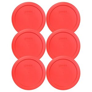 pyrex bundle – 6 items: 7201-pc 4-cup red plastic food storage lids