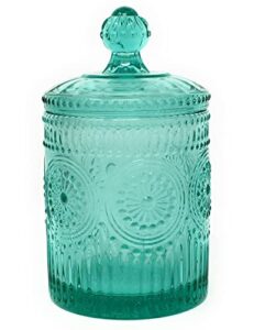 the pioneer woman adeline teal mini storage jar 3.5 x 6.25