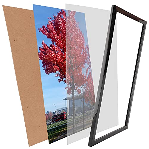 Medog 12x16 Picture Frame Black Display Pictures 12" x 16" Set Of 1 12x16 Black Picture Poster Frame Safety high transparent PC sheet Wall Mounting pin-hook not included (P1ZB 12x16 BA 1P)