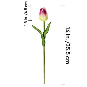 28 Pcs Multicolor Tulips Artificial Flowers Faux Tulip Stems Real Feel PU Tulips for Easter Spring Wreath Wedding Bouquet Centerpiece Floral Arrangement Cemetery Table Décor 14" Tall
