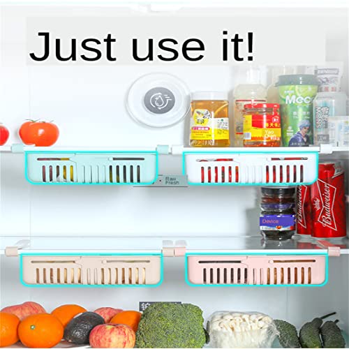 Adjustable Drawer for Fridge Kitchen Organizer Adjustable Kitchen Refrigerator Storage Rack Fridge Freezer Shelf Holder Pull-Out Drawer Space