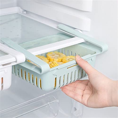 Adjustable Drawer for Fridge Kitchen Organizer Adjustable Kitchen Refrigerator Storage Rack Fridge Freezer Shelf Holder Pull-Out Drawer Space