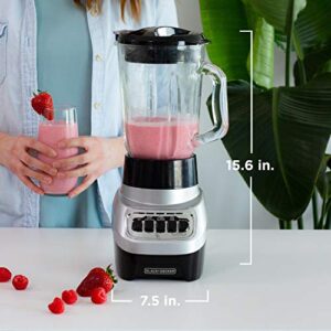 BLACK+DECKER PowerCrush Multi-Function Blender with 6-Cup Glass Jar, 4 Speed Settings, Silver